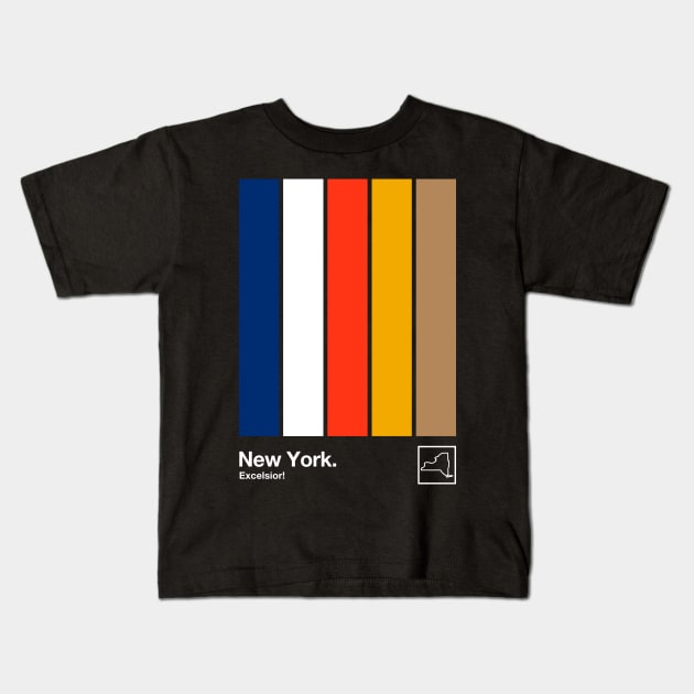 New York State Flag  // Original Minimalist Artwork Poster Design Kids T-Shirt by DankFutura